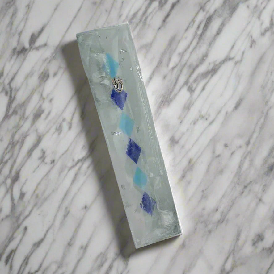 Diamond Cut Stained Glass Mezuzah