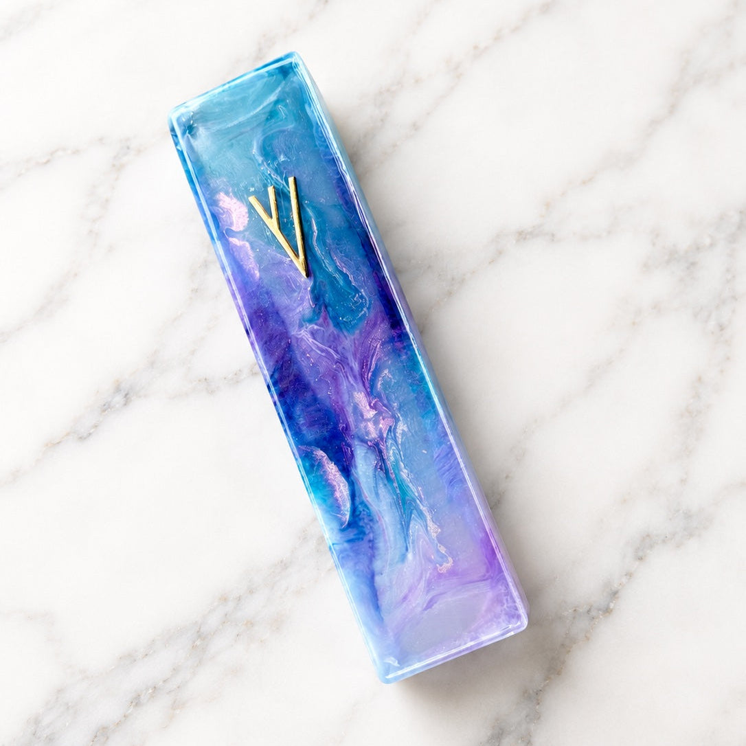 Shimmer Blue and Purple Mezuzah Case