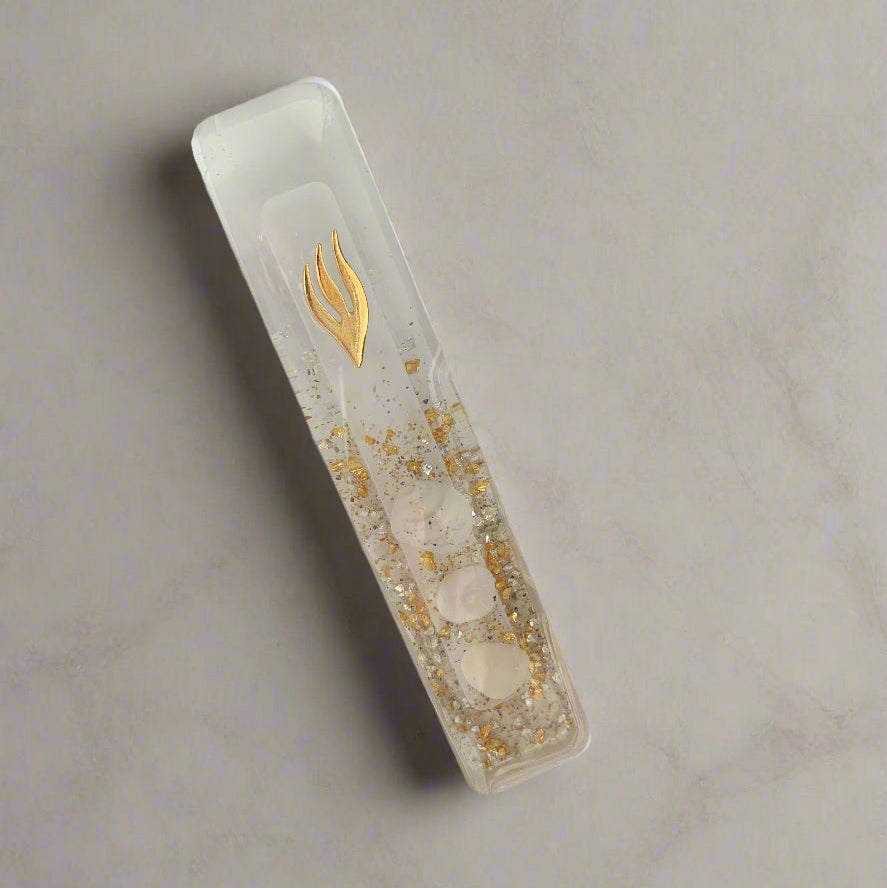 Natural Sea Shell Sparkling Mezuzah