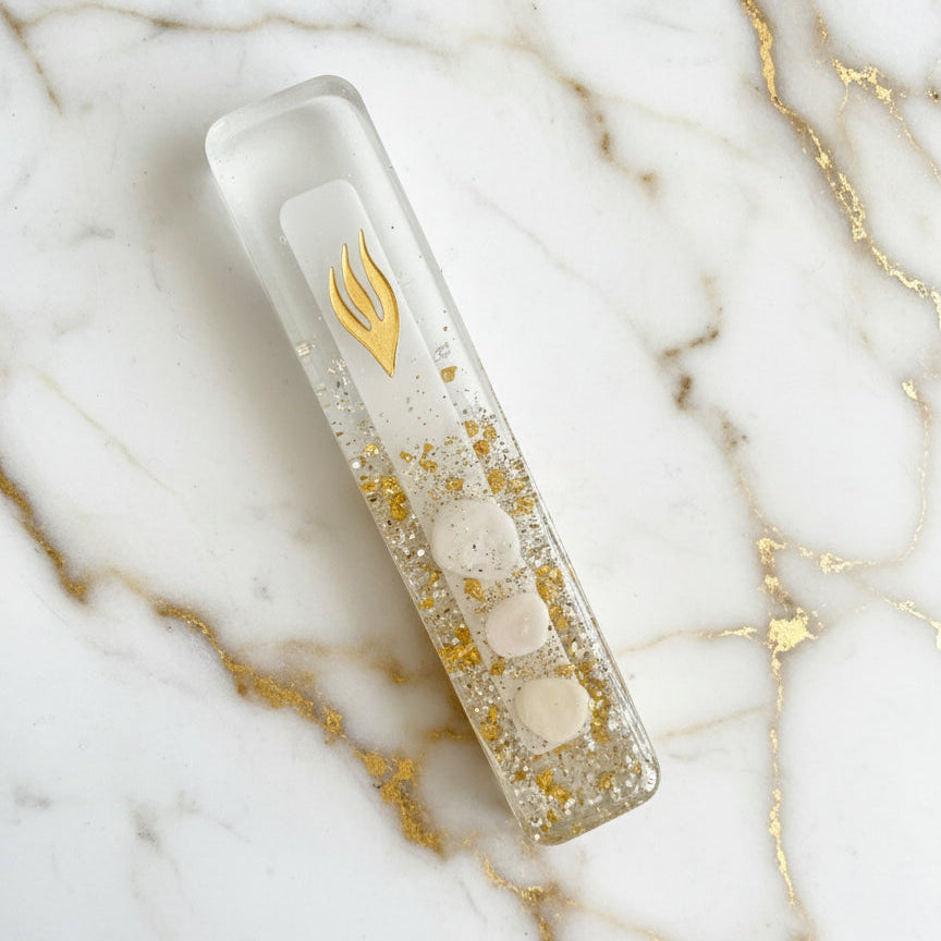 Gold & Silver Sparkled Beach Mezuzah