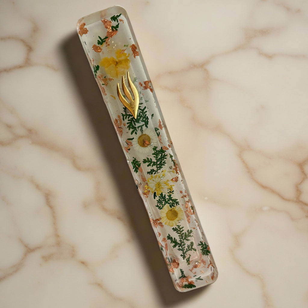 Rose Gold Authentic Dried Flower Mezuzah