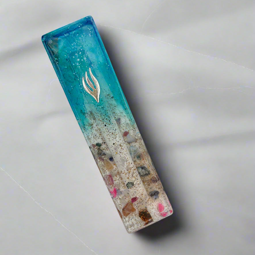 Colored Stone Beach Mezuzah