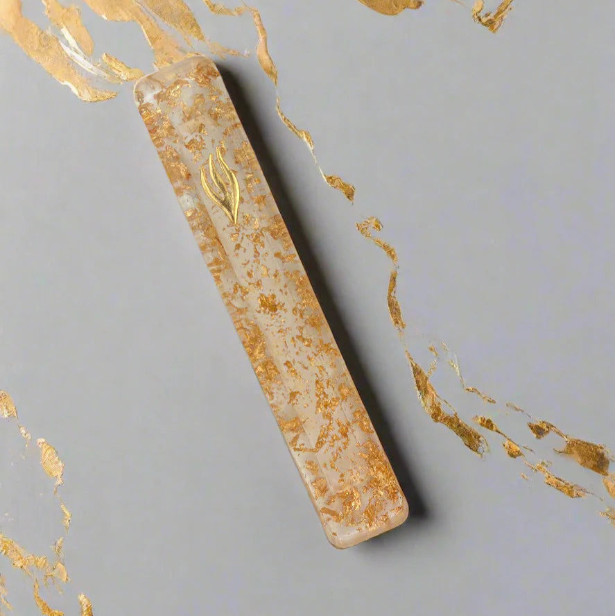 Clear Gold Flakes Epoxy Mezuzah