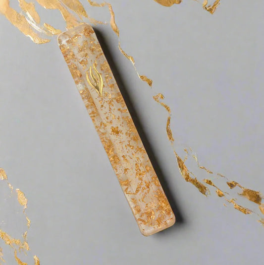 Clear Gold Flakes Epoxy Mezuzah