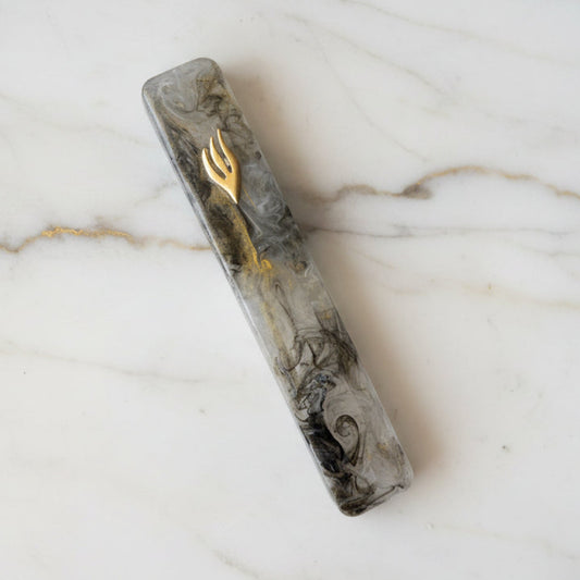 Gold and Black Swirl Mezuzah