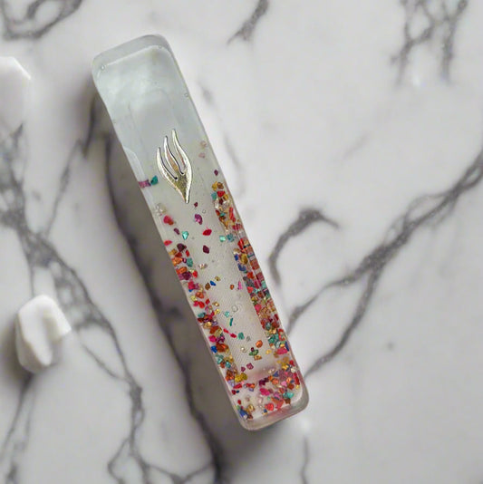 Rainbow Crushed Glass Mezuzah