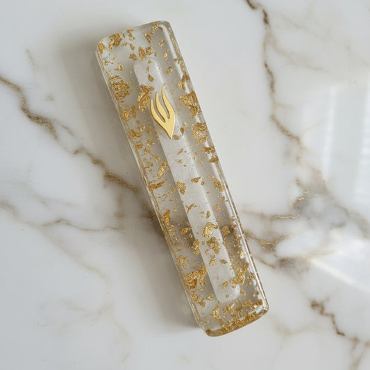 Dazzling Gold Flake Mezuzah