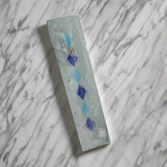 Diamond Cut Stained Glass Mezuzah