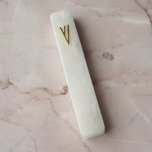 White Modern Marble Mezuzah