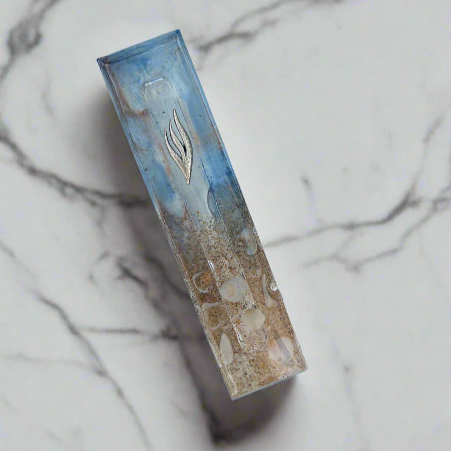Light Blue Sea Shell Mezuzah