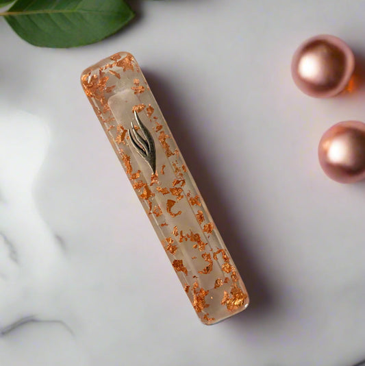 Clear Rose Gold Flake Epoxy Mezuzah