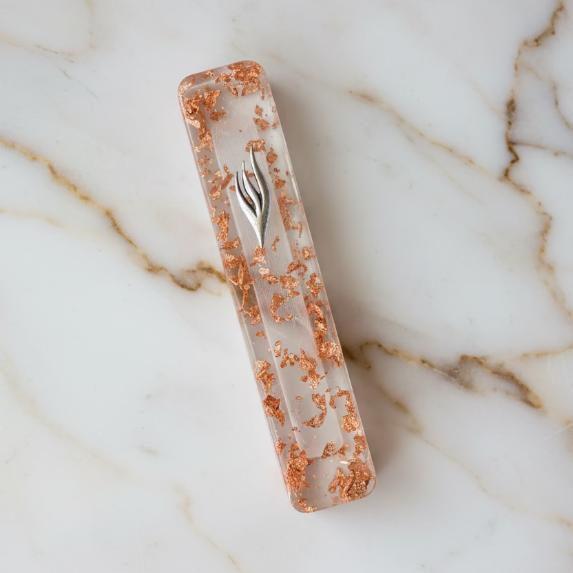 Rose Gold Flakes Mezuzah