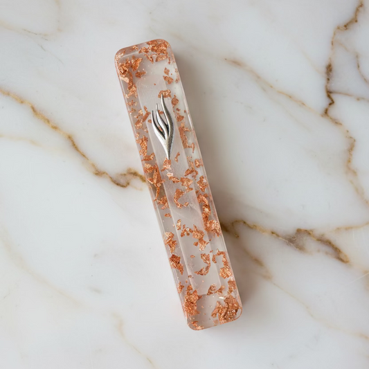 Rose Gold Flakes Mezuzah