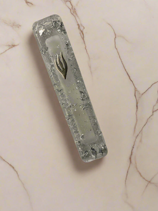Clear Silver Flake Epoxy Mezuzah
